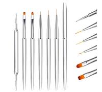 Pinceau Nail Art Ongles Gel Professionnel avec Capuchon Bouchon et Dotting Tool - LEA-SHALL 6 Pièces Pinceaux UV Construction Fin Liner/Plat/Rond French Manucure pour Ongle Peinture Acrylique Set