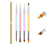 Pinceau Nail Art Ongles Gel Professionnel Double Embout avec Capuchon et Ombre - LEA-SHALL 8 Têtes Pinceaux Ombre/French/Plat/Liner/Rond/Pétale pour Vernis Ongle Degrader UV Construction Acrylique Set