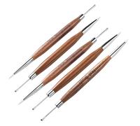 Pinceau nail art ongles Stylo de modelage d'ongles double embout en bois de santal, pinceau multifonction, bâtonnet mélangeur de vernis gel, accessoires de manucure pour le Bricolage(Light yellow)