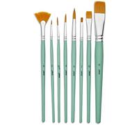 8 pinceaux - Rond - Plat - Eventail - Traceur - Acrylique fluide - Manche court