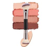 Pinceau plat - Brosse de fond de teint | Brosse de maquillage double éilgraphie | Tube en aluminium Brosse à poudre à double extrémité pour mélange de beauté | Brosse visage de maquillage