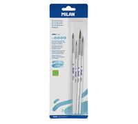 Milan BWM10468 Lot de 4 pinceaux Ronds (Cuir de chèvre et synthétique), Manche Blanc, série 101 W, n° 2, 4, 6 et 8