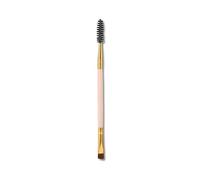Pinceau Sourcils Double-Embout - Poils Synthétiques de Qualité Supérieure - pour Poudres, Crèmes, Gels et Cires - Modelage et Estompage Professionnel - Pour Sourcils Nature (Rosé)