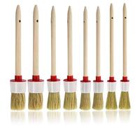 Pinceaux à Rechampir, 8 Pièces Pinceaux Rond Brosse à Pochoir en Bois 4 Tailles Pinceau Peinture pour Peinture Murale Meubles Vernis Lasures Accessoires de Bricolage