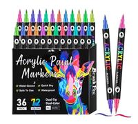 Pinceaux acryliques - Double face multicolore - en céramique - Bricolage - Fournitures d'art - Marqueurs acryliques - Stylos à dessin imperméables - Résistants à la lumière - Séchage rapide