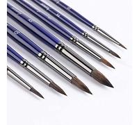 Pinceaux Aquarelle - Artiste Rond Point Pinceau Ensemble, Poils de Sable Manche Court 7pcs pour Aquarelle Acrylique Encre Gouache Peinture à la détrempe à l'huile, Visage Body Art, Artisanat