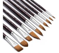 Pinceaux Aquarelle Professionnel - 10 Pinceau d'artiste pour Aquarelle | Pinceaux Poil de Martre Kolinsky pour Excellente Absorption et Maîtrise des Couleurs | Watercolor Brushes, Pinceau Poil Naturel