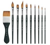 Pinceaux Aquarelle Professionnel - 10 Pinceaux Aquarelle Poil Martre Synthétique pour Pointe Précise, Flux de Couleur Régulier, Excellente Élasticité | Watercolor Brushes, Pinceau Poil Synthétique