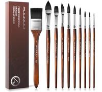 Pinceaux Aquarelle Professionnel - 10 Pinceaux d'artiste avec Pinceau Plat pour Aquarelle, Pinceaux Poil d'écureuil synthétique pour Un Flux Constant et Grande Absorption | Watercolor Brushes