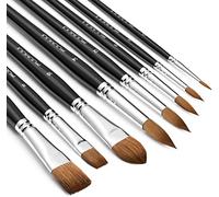 Pinceaux Aquarelle Professionnel - 8 Pinceau d'artiste pour Aquarelle | Pinceaux Poil de Martre Kolinsky pour Excellente Absorption et Maîtrise des Couleurs | Watercolor Brushes, Pinceau Poil Naturel