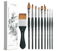 Pinceaux Aquarelle Professionnels - 10 Pinceaux Artiste en Poil Martre Synthétique, Pointe Précise,Flux de Couleur Régulier,Excellente Élasticité | Manche Triangulaire Ergonomique | Watercolor Brushes