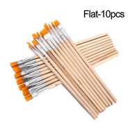Pinceaux De Calligraphie Avec Manche En Bois,Stylo Ligne À Crochet,Fournitures D'art,Tête Plate,Pinceau À Dessin À Pointe,Stylo De Peinture,Interconnexion,10 Pièces - Type Flat-10pcs