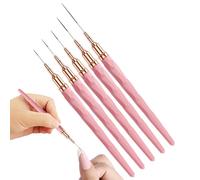 Pinceaux de détail - Lot de 5 pinceaux en gel | Poignées ABS poils en nylon multi-tailles 7 9 11 15 25 mm, outil de peinture acrylique gel UV pour œuvres d'art de précision, lignes fines