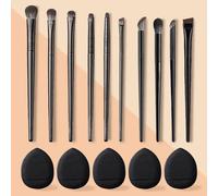Pinceaux De Fard À Paupières À Poils Souples,Ensemble De 10 Pièces,Maquillage Pour Les Yeux,Lame D'eye-Liner Sous Couverture,Détails Des Yeux,Petits Pinceaux De Maquillage.Black.