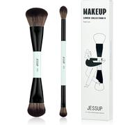 Pinceaux De Maquillage 2 Pièces Pinceau Fond De Teint Double Face Pinceau Contour Pinceau Mélange Yeux À Double Extrémité Pinceau Cosmétique Multifonctionnel Cyan Brillant T502