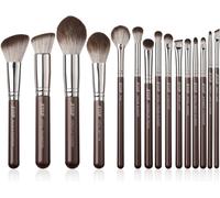 Pinceaux Maquillage Marron 15pcs Set Pinceaux Maquillages Professionnels Pinceau Pour Fond De Teint Poudre,Correcteursourcils,Fard À Paupières,Contour,Eyeliner,Estompeur Yeux Brosse,T498