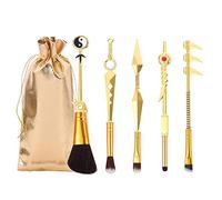 Pinceaux Maquillages Poignée en métal Naruto Collection d'anime pour Foundation Blush Eyeshadow Face Concealer Eyeliner Contour Powder Liquid Eye, cadeau pour filles femmes, 5 pièces, or