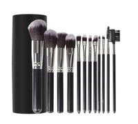 Pinceaux Maquillages Pour Poudre Ensemble De Pinceaux Maquillage 12 Pièces Avec Boîte Adaptée Au Fond Teint, Fard À Paupières, Contouring Fard A Paupiere(Black)