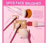 Pinceaux Maquillages Rose 14 Pcs Set Pinceau Maquillage Haut Gamme Vegan Fond De Teint Correcteur Blush Fard À Paupières Eyeliner Poudre Surligneur Estompeur Kit Pinceau Yeux Et Visage,T495