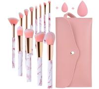 Pinceaux Maquillages Start Makers 12 pinceau maquillage en marbre Rose avec Pinceau fond de teint blush fard à paupières pinceaux de maquillage Beauty Blender et sac de maquillage (Rose)