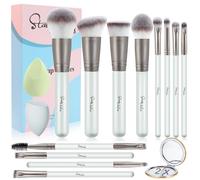 Pinceaux Maquillages Start Makers 12Pcs Professionnel Pinceau Maquillage Pour Fond de Teint Blush L'anti-cernes Fard à Paupières Poudre Libre, Avec 2 Blender Eponge et Miroir, Gris