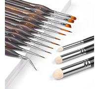 Pinceaux Modélisme - 11 pièces professionnels détail, 3 pièces drybrush pour acrylique, huile, aquarelle, miniature, Warhammer 40k, DND | Citadel, peinture fin