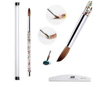 Pinceaux Ongles Acrylique,Pinceaux Ongle Ronde 100% Kolinsky Martre Pinceaux Nail art pour Poudre Acrylique Extension d'ongle Poly Ongles Sculptés Gel Manucure Outil,Poignée Paillette Liquide (12#)