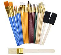 Pinceaux Peinture Acrylique 25 Sets de Pinceaux de Peinture, Ensemble de Pinceaux pour Acrylique Huile Aquarelle,Pinceau Fin/Plat/Rond,Peinceaux pour Peinture Enfant Débutant Artiste