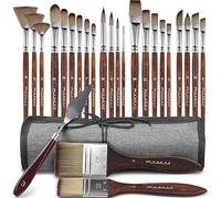 Pinceaux Peinture Acrylique Professionnels - 25 Pinceaux d'artiste en Poils ynthétiques avec étui de Rangement et Spatule Peinture pour Acrylique, Gouache et Huile | Acrylic Paint Brushes