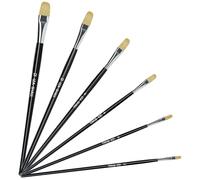 Pinceaux Peinture en Poils de Porc pour Peinture à l'huile Acrylique Aquarelle - LEA-SHALL 6PCS Pinceau Huile Professionnels Set Naturels Artiste Long Manche en Bois