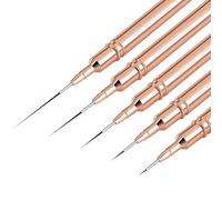 Pinceaux pour Nail Art, Lot de 5 pinceaux pour Nail Art, Ensemble de pinceaux pour design artistique en gel acrylique pour lignes longues, détails fins, dessin précis Tailles 4/8/12/20/25mm, Or Rose