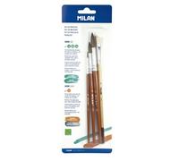 MILAN Pinceaux Série 101/524 - Ronds et plat scolaire - Poils naturels N°4, 10, 16 et 8