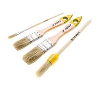 Topex Lot de 4 pinceaux de peinture - Set de peinture - 2 pinceaux plats - 1 pinceau ovale - 1 mini pinceau - Universel - Ensemble de pinceaux professionnels avec manche en bois