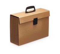 Pincello Malette de rangement en carton avec compartiments et anse 35.5 x 13.2 x 2.6 cm Marron (Set de 6)