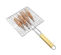 Pinces À Barbecue En - Grille À Griller Pour Poisson Et Viande Avec Manche En Bois | Accessoire De Gril Pour Poissons, Crevettes Et Légumes | Panier De Barbecue Résistant À La Chaleur, Idéal Po