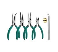 Pinces à Bijoux Kit d'outils for la fabrication de bijoux en métal : pince coupante, à bec rond coudé, kit for création et réparation Idéal for le bricolage(Green 6pcs)