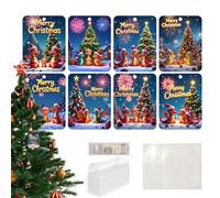 Pinces à billets de Noël pour espèces, pinces à billets de Noël | Décorations de porte en espèces pour sapin de Noël de 8 pièces,Cartes guichets automatiques de Noël festives, distributeur d'argent du