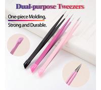 Pinces à bouts fins multifonctions à double tête, précises avec une prise en silicone pour saisir les bijoux, les diamants et le nail art, en acier inoxydable Noir 1 pièce,Rose 1 pièce,Rose rouge 1 pi