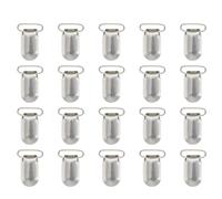 Pinces à Bretelles en Métal 20mm, Lot de 20 pour Tétines | Fer Dur Argenté, pour Loisirs Créatifs et Fabrication de Clips Bavoir, Protège le Tissu
