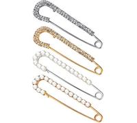 Pinces à Chandail Broche de Châle Broches en Fausses Perles Cristal Épingles de Robe de Sûreté Pinces de Chemises pour Femme, Or Argent