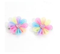 Pinces à cheveux à fleurs arc-en-ciel for filles, épingles à cheveux à paillettes, Barrettes mignonnes, accessoires de cheveux Boutique, cadeau, 2 pièces/ensemble(HALL651)