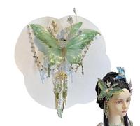 Pinces à cheveux avec fleurs - Pince à cheveux avec perles et pompons - Bandeau en soie avec nœud et roses élégantes franges brillantes pour femmes, mariages, fêtes, école cosplay