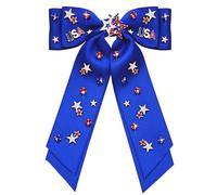 Pinces à cheveux avec nœud du 4 juillet pour femme - Drapeau américain patriotique - Nœuds à cheveux rouges blancs et bleus - Accessoires pour cheveux - Cadeaux de fête - Bleu 2