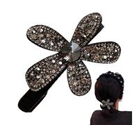 Pinces à cheveux avec strass | Épingle à cheveux en métal brillant en forme de bec de canard pour coiffage - Pinces à cheveux brillantes avec fleurs pour salon, maison, voyage, mariage, fête