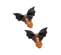 Pinces à cheveux chauve-souris d ' Halloween, Orangecolor | Ensemble de 2 barrettes de costume texturées avec pailleté et base à clip en métal pour événements