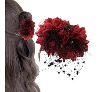 Pinces à cheveux crabe Tresse à Pompons Florale Perles en Chiffon | Grandes pinces à cheveux Pour Rendez-vous Vacances École Promenade Femmes Filles Maison Travail Fête