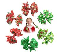 pinces à cheveux de Noël fille 6 pièces - accessoires cheveux enfants et femmes, nœuds rouges 8 cm décor flocons, sapin, gants - pour coiffures festives