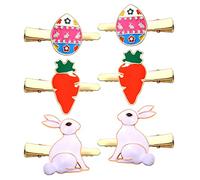 Pinces à cheveux de Pâques mignonnes en émail en forme d'œuf de lapin et fleur Kawaii - Pinces crocodiles en métal pour femme et fille - Accessoires pour cheveux (Pâques - Lapin carotte)