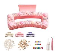 Pinces à cheveux de sirène, kit de griffes de cheveux de plage océan avec coquillages, étoiles de mer, perles, strass et perles de lettres, grande pince à cheveux en acrylique pour femmes (#B)