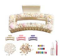 Pinces à cheveux de sirène, kit de griffes de cheveux de plage océan avec coquillages, étoiles de mer, perles, strass et perles de lettres, grande pince à cheveux en acrylique pour femmes (#A)